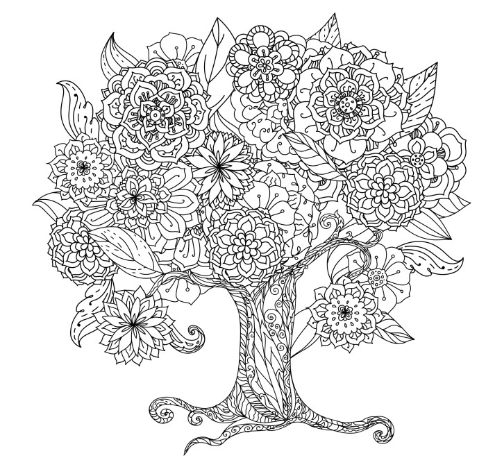 Coloring book pages trees