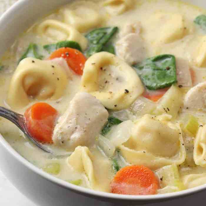 Soup tortellini sausage creamy jocooks soups bowl broth