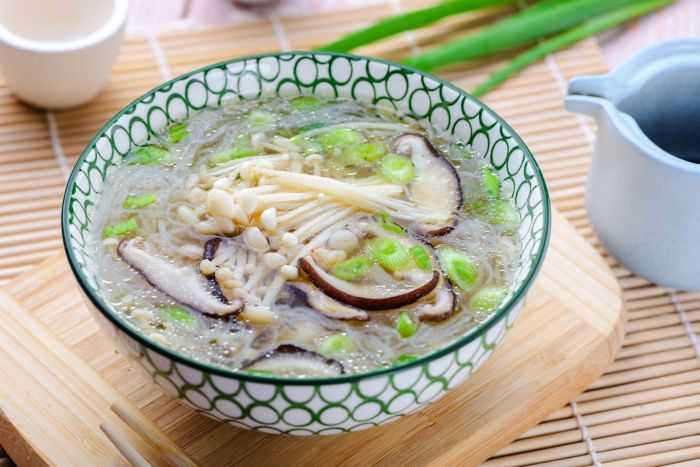 Shiitake miso soup mushrooms savory realfoodforlife onion spinach